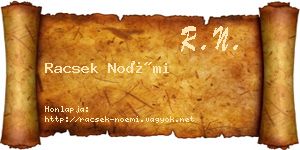 Racsek Noémi névjegykártya
